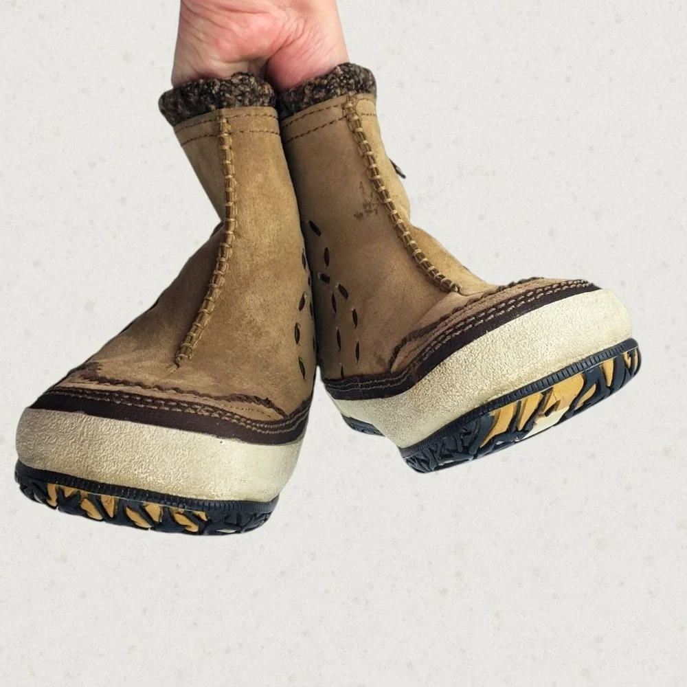 Merrell Puffin Mid Tan Suede Leather Polartec Winter Boots Womens 8.5 J20224